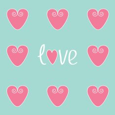 Love card with pink hearts
