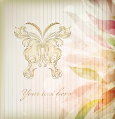 Vintage floral butterfly background vector N4