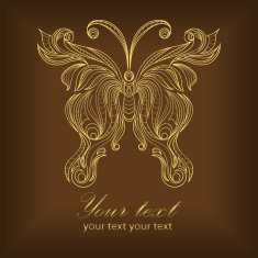Retro floral butterfly background vector