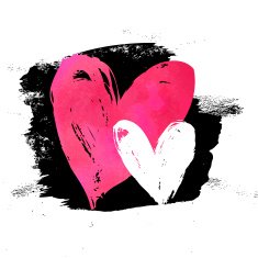 Vector grunge card with hand painted hearts
