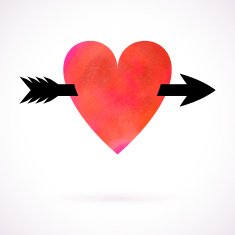 Vector card with watercolour painted heart