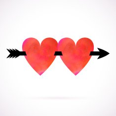 Vector card with watercolour painted hearts