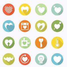 Heart icons long shadow design