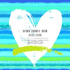 Card with hand drawn heart on striped background N3