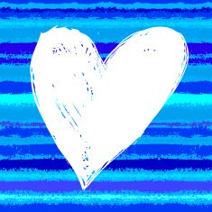 Card with hand drawn heart on striped background N4