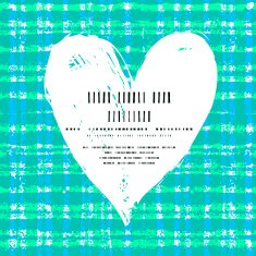 Card with hand drawn heart on plaid background
