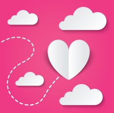Paper heart Valentines day card Path