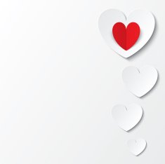 White paper hearts Valentines day card N2