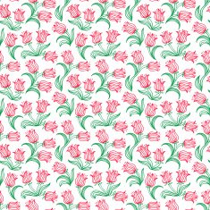 Ditsy floral pattern with small red tulips