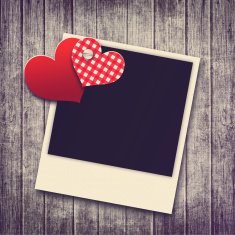 grunge valentine background with two hearts and photo frame