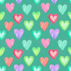 Watercolor seamless pattern for Valentine's day Painted hearts