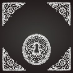 hand drawn keyhole on chalkboard
