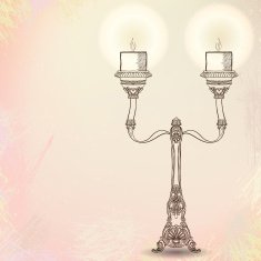candlestick with two stems on watercolor