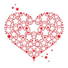 Love symbol red heart with stars