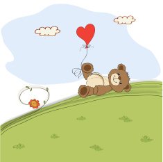 teddy bear with heart on meadow N2