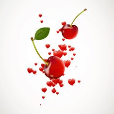 Vector Valentines Day Card with Cherries