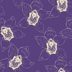 Seamless pattern with line drawing orchids