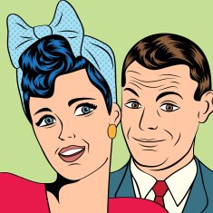 Man and woman love couple in pop art comic style N3