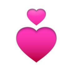 Pink hearts isolated on white background