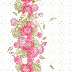 Rose Seamless Background with Birds N5