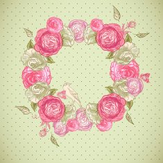 Floral frame with roses birds and butterflies N2