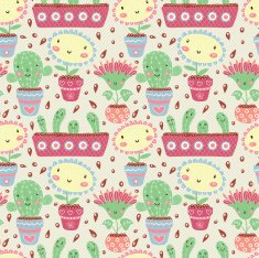 Seamless pattern with funny flowers