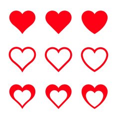Red Vector Hearts Isolated On White Background