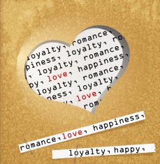 background with cut out a heart and strips of paper