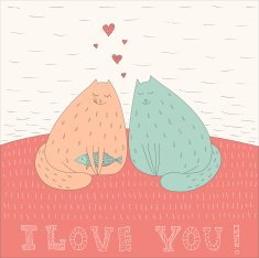two abstract cats in love