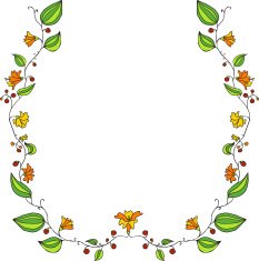 floral frame with line drawing doodle flowers