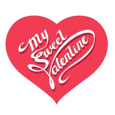 Heart shape with text "My sweet Valentine"
