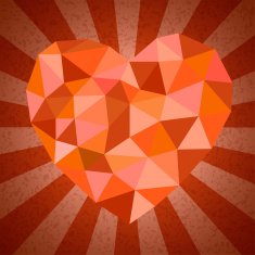 Beautiful orange edge heart shape on sunburst