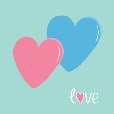 Pink and blue hearts Love card