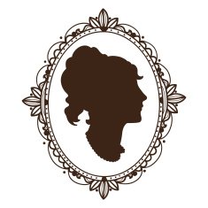 Vignette frame with woman profile