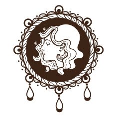 Vignette frame with woman profile N2