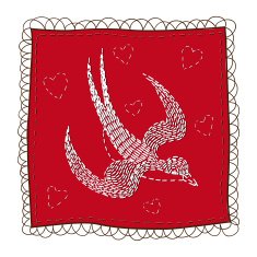 Handkerchief with swallow embroidery N2