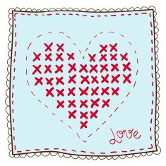 Handkerchief with heart embroidery N3