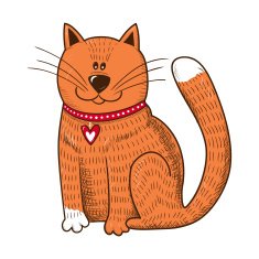 Cute character Cat with heart on collar N2