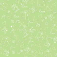 hand draw texture - seamless pattern with hearts gifts butterf N4