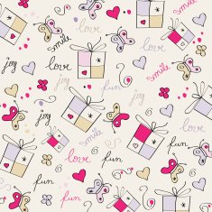 hand draw texture - seamless pattern with hearts gifts butterf N9