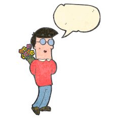 cartoon romantic man with speech bubble