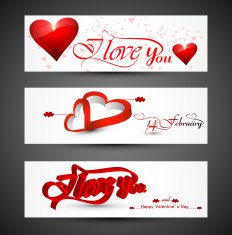 Beautiful header colorful for valentine's day heart banners set