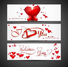 Website for header or banners set colorful valentines day