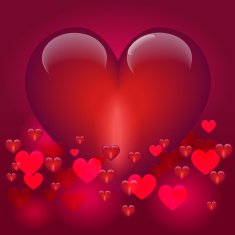 Glossy red hearts