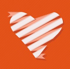 Banner heart of paper ribbon