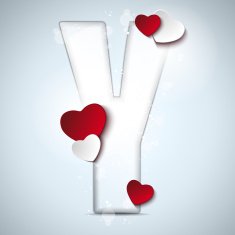 Alphabet Letters With Red Heart Valentine Day N26