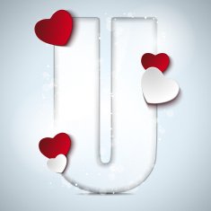 Alphabet Letters With Red Heart Valentine Day N28