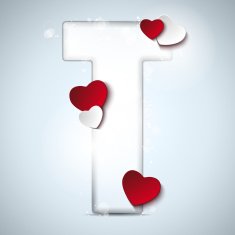 Alphabet Letters With Red Heart Valentine Day N29