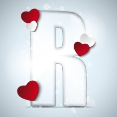 Alphabet Letters With Red Heart Valentine Day N30