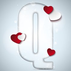 Alphabet Letters With Red Heart Valentine Day N31